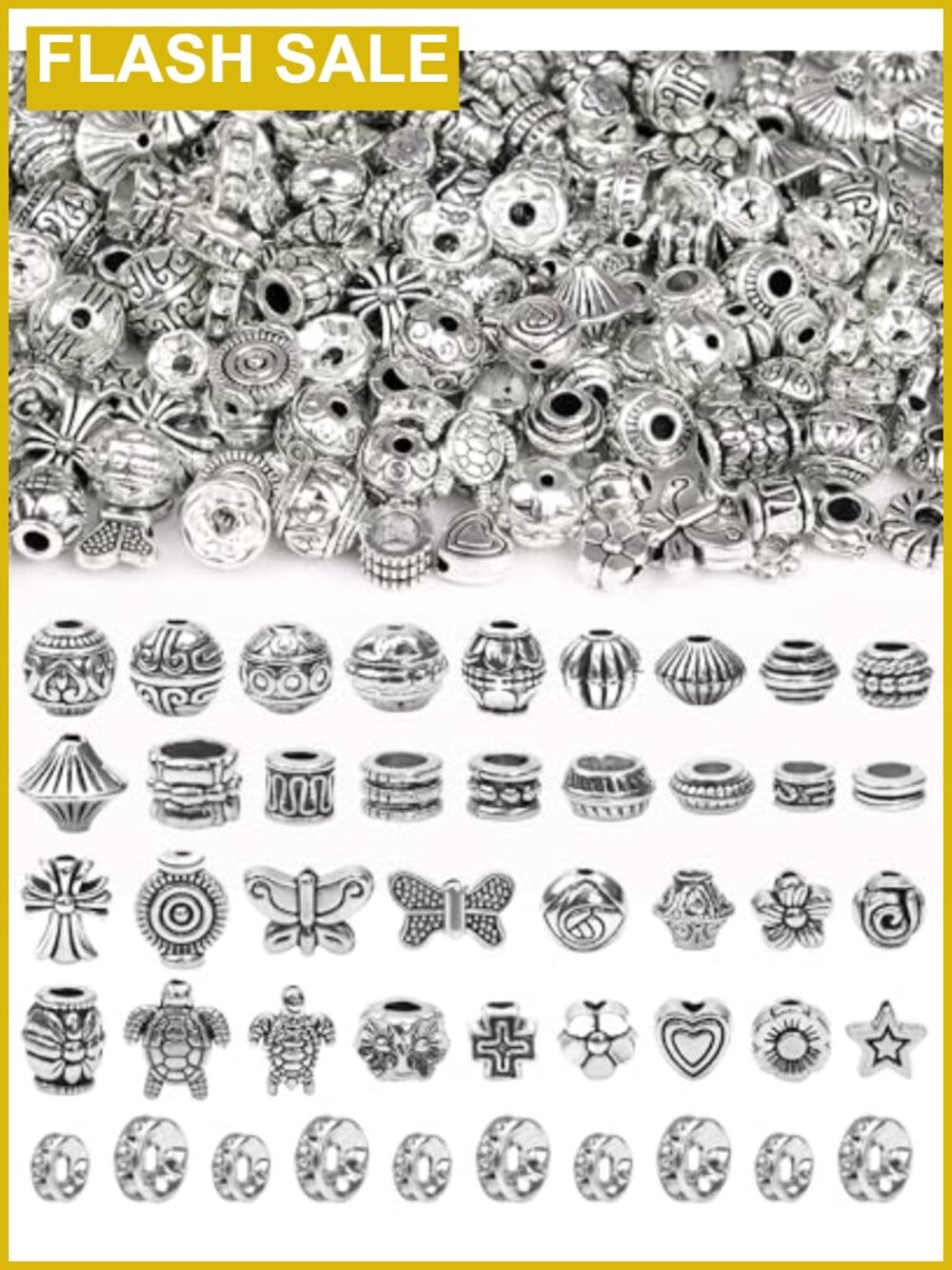 309 Pcs Antique Silver Spacer Beads for Jewelry Making